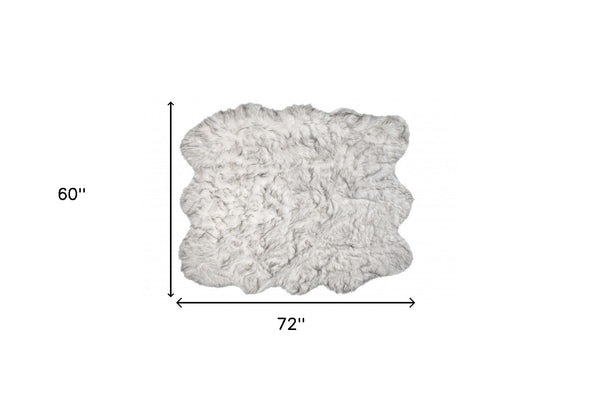 Homeroots 5' X 6' Grey Ombre Faux Sheepskin Non Skid Area Rug  Faux Sheepskin 476642