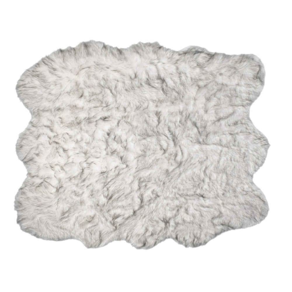 HomeRoots 5' Plush Faux Fur Area Rug - Soft, Washable, Non-Skid Design for Cozy Living Spaces and Nurseries Gray 476642