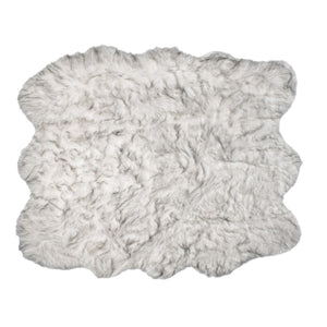 HomeRoots 5' Plush Faux Fur Area Rug - Soft, Washable, Non-Skid Design for Cozy Living Spaces and Nurseries Gray 476642
