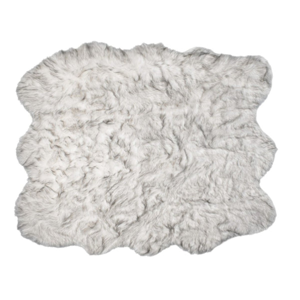 HomeRoots 5' Plush Faux Fur Area Rug - Soft, Washable, Non-Skid Design for Cozy Living Spaces and Nurseries Gray 476642