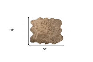 Homeroots 5' X 6' Tan Faux Sheepskin Non Skid Area Rug  Faux Sheepskin 476643