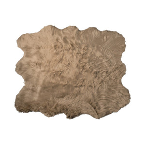 HomeRoots 5' Plush Faux Fur Area Rug - Soft, Washable, Non-Skid Design for Cozy Living Spaces and Nurseries Tan 476643