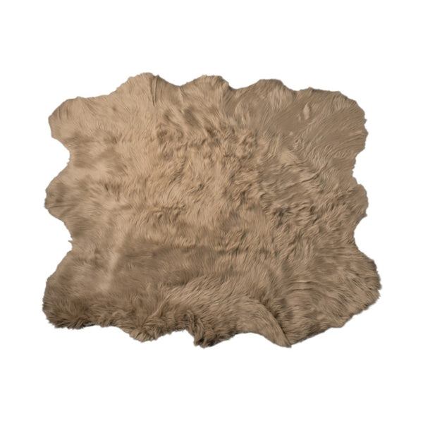 HomeRoots 5' Plush Faux Fur Area Rug - Soft, Washable, Non-Skid Design for Cozy Living Spaces and Nurseries Tan 476643