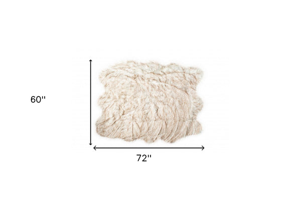 Homeroots 5' X 6' Ombre Tan Faux Fur Washable Non Skid Area Rug  Acrylic 476644