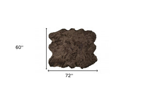Homeroots 5' X 6' Chocolate Faux Sheepskin Non Skid Area Rug  Faux Sheepskin 476646