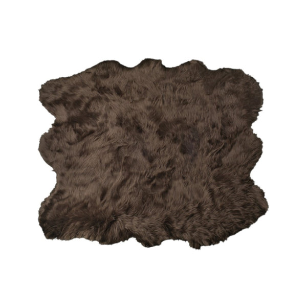 HomeRoots 5' Plush Faux Fur Area Rug - Soft, Washable, Non-Skid Design for Cozy Living Spaces and Nurseries Chocolate 476646