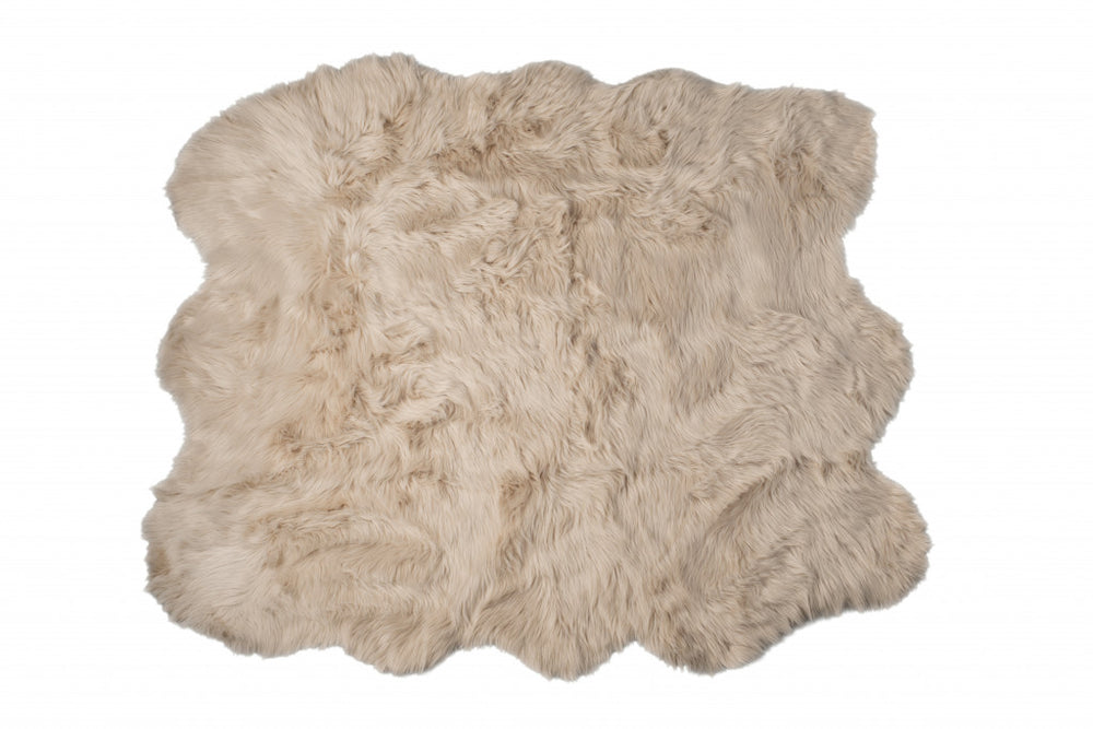 Homeroots 5' X 6' Taupe Faux Sheepskin Non Skid Area Rug  Faux Sheepskin 476648