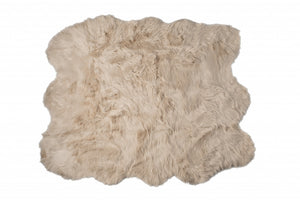 Homeroots 5' X 6' Taupe Faux Sheepskin Non Skid Area Rug  Faux Sheepskin 476648