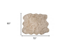 Homeroots 5' X 6' Taupe Faux Sheepskin Non Skid Area Rug  Faux Sheepskin 476648