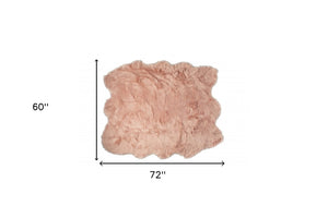 Homeroots 5' X 6' Rose Pink Faux Sheepskin Non Skid Area Rug  Faux Sheepskin 476649