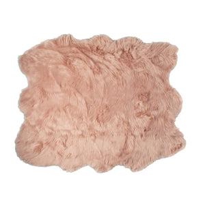 HomeRoots 5' Plush Faux Fur Area Rug - Soft, Washable, Non-Skid Design for Cozy Living Spaces and Nurseries Pink 476649