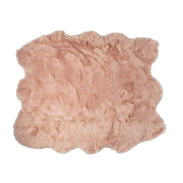 HomeRoots 5' Plush Faux Fur Area Rug - Soft, Washable, Non-Skid Design for Cozy Living Spaces and Nurseries Pink 476649