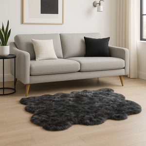 HomeRoots 6' Plush Faux Fur Area Rug - Washable, Non-Skid Design for Cozy Luxury and Contemporary Style Gray 476650