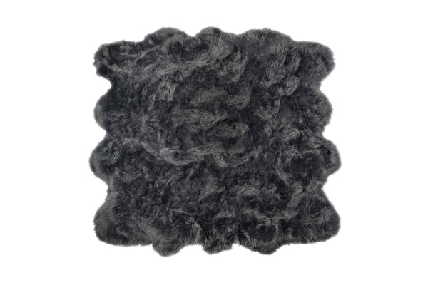 Homeroots 6' X 6' Grey Faux Fur Washable Non Skid Area Rug  Acrylic 476650