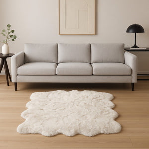 HomeRoots 6' Plush Faux Fur Area Rug - Washable, Non-Skid Design for Cozy Luxury and Contemporary Style Gray 476651