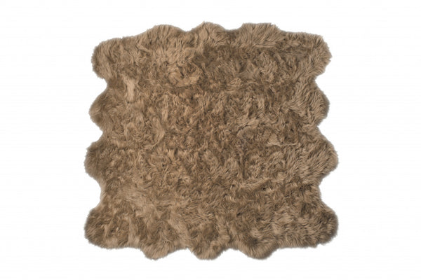 Homeroots 6' X 6' Tan Faux Fur Washable Non Skid Area Rug  Acrylic 476652