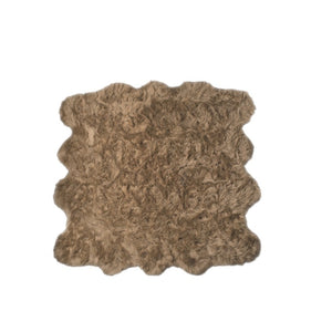 HomeRoots 6' Plush Faux Fur Area Rug - Washable, Non-Skid Design for Cozy Luxury and Contemporary Style Tan 476652