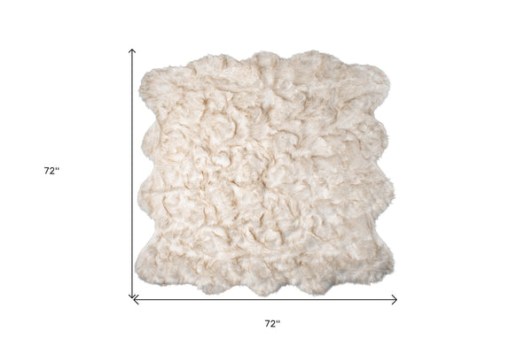 Homeroots 6' X 6' Ombre Tan Faux Fur Washable Non Skid Area Rug  Acrylic 476653
