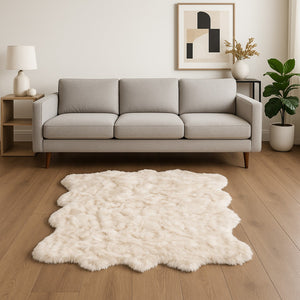 HomeRoots 6' Plush Faux Fur Area Rug - Washable, Non-Skid Design for Cozy Luxury and Contemporary Style Tan 476653