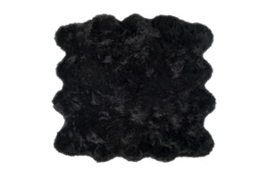 Homeroots 6' X 6' Black Faux Fur Washable Non Skid Area Rug  Acrylic 476654