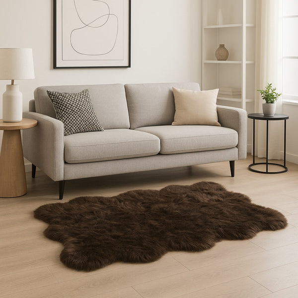 HomeRoots 6' Plush Faux Fur Area Rug - Washable, Non-Skid Design for Cozy Luxury and Contemporary Style Chocolate 476655