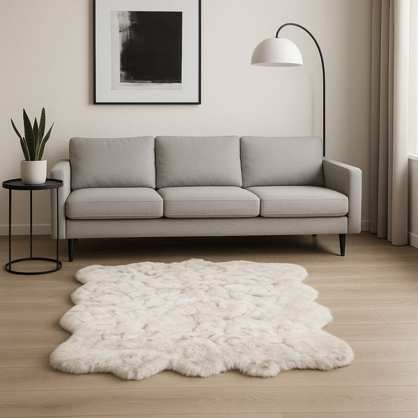 HomeRoots 6' Plush Faux Fur Area Rug - Washable, Non-Skid Design for Cozy Luxury and Contemporary Style Brown, White 476656