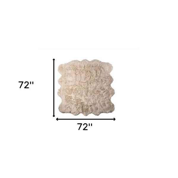 Homeroots 6' X 6' Taupe Faux Fur Washable Non Skid Area Rug  Acrylic 476657