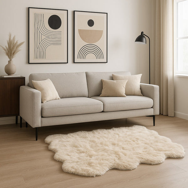 HomeRoots 6' Plush Faux Fur Area Rug - Washable, Non-Skid Design for Cozy Luxury and Contemporary Style Taupe 476657