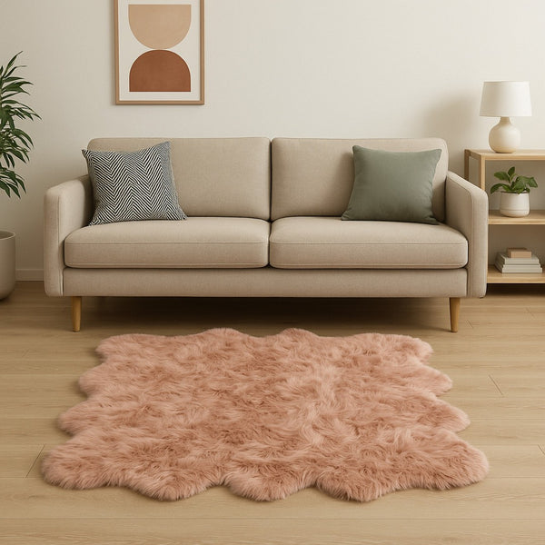 HomeRoots 6' Plush Faux Fur Area Rug - Washable, Non-Skid Design for Cozy Luxury and Contemporary Style Dusty Rose 476658