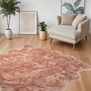 Homeroots 6' X 6' Dusty Rose Faux Fur Washable Non Skid Area Rug  Acrylic 476658