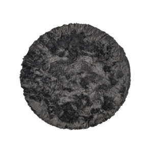 HomeRoots 6' Round Faux Fur Area Rug - Plush, Washable, Non-Skid Design for Cozy, Modern Interiors Gray 476659