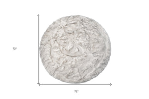 Homeroots 6' X 6' Ombre Grey Round Faux Fur Washable Non Skid Area Rug  Acrylic 476660