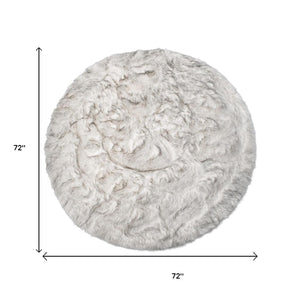 HomeRoots 6' Round Faux Fur Area Rug - Plush, Washable, Non-Skid Design for Cozy, Modern Interiors Gray 476660