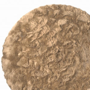 HomeRoots 6' Round Faux Fur Area Rug - Plush, Washable, Non-Skid Design for Cozy, Modern Interiors Tan 476661