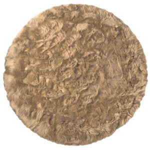 HomeRoots 6' Round Faux Fur Area Rug - Plush, Washable, Non-Skid Design for Cozy, Modern Interiors Tan 476661