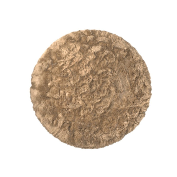 HomeRoots 6' Round Faux Fur Area Rug - Plush, Washable, Non-Skid Design for Cozy, Modern Interiors Tan 476661