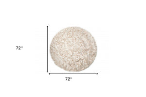 Homeroots 6' X 6' Ombre Tan Round Faux Fur Washable Non Skid Area Rug  Acrylic 476662