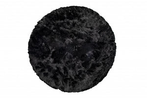 Homeroots 6' X 6' Black Round Faux Fur Washable Non Skid Area Rug  Acrylic 476663