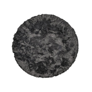 HomeRoots 6' Round Faux Fur Area Rug - Plush, Washable, Non-Skid Design for Cozy, Modern Interiors Black 476663