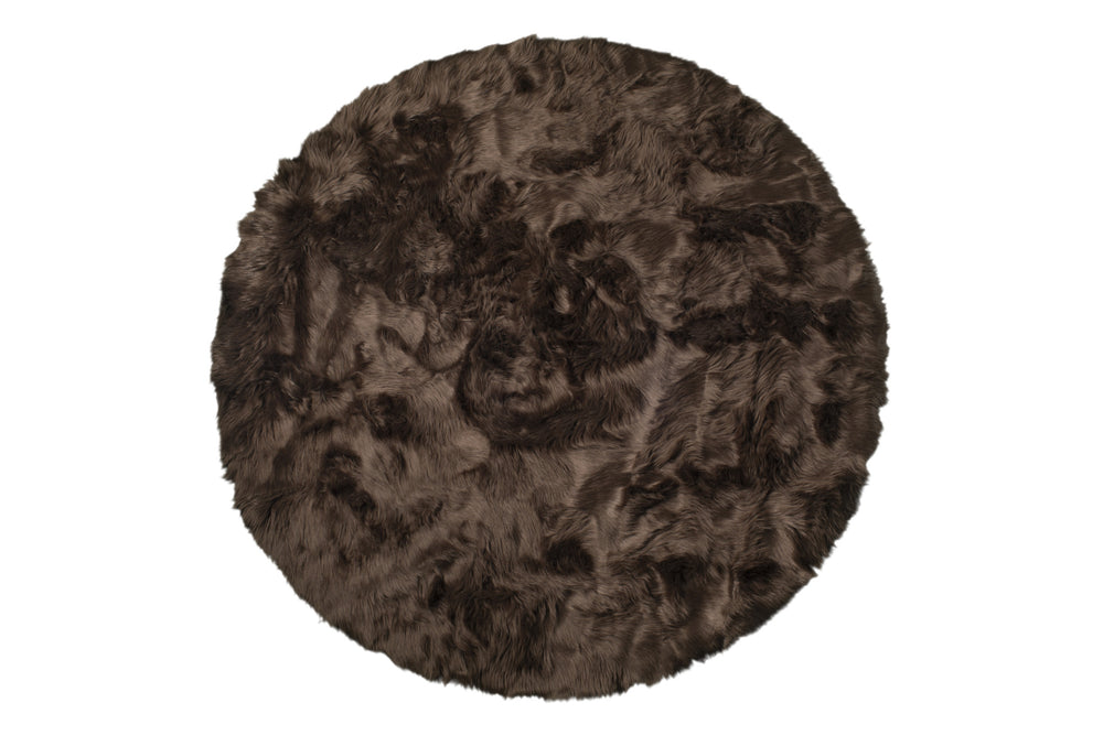 Homeroots 6' X 6' Chocolate Round Faux Fur Washable Non Skid Area Rug  Acrylic 476664