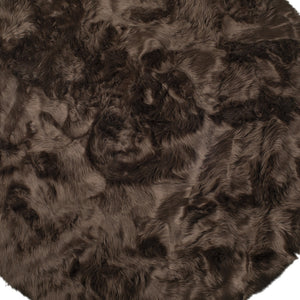 Homeroots 6' X 6' Chocolate Round Faux Fur Washable Non Skid Area Rug  Acrylic 476664