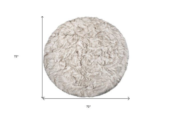 Homeroots 6' X 6' Ombre Chocolate Round Faux Fur Washable Non Skid Area Rug  Acrylic 476665