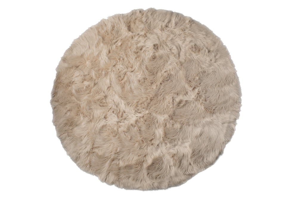 Homeroots 6' X 6' Taupe Round Faux Fur Washable Non Skid Area Rug  Acrylic 476666