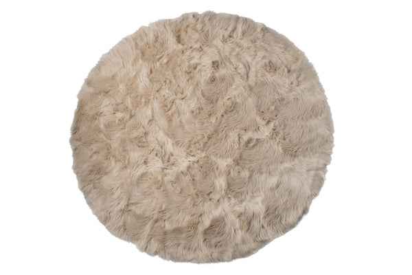 Homeroots 6' X 6' Taupe Round Faux Fur Washable Non Skid Area Rug  Acrylic 476666