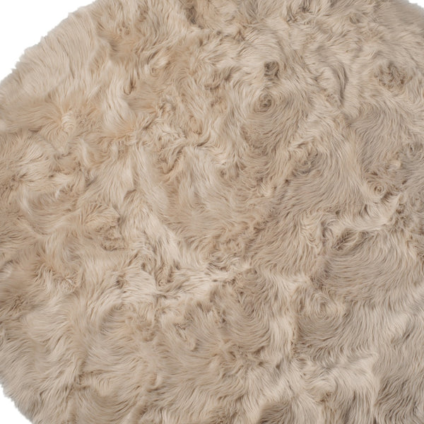 Homeroots 6' X 6' Taupe Round Faux Fur Washable Non Skid Area Rug  Acrylic 476666