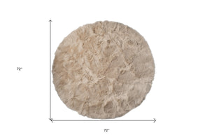 Homeroots 6' X 6' Taupe Round Faux Fur Washable Non Skid Area Rug  Acrylic 476666