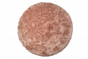 Homeroots 6' X 6' Dusty Rose Round Faux Fur Washable Non Skid Area Rug  Acrylic 476667