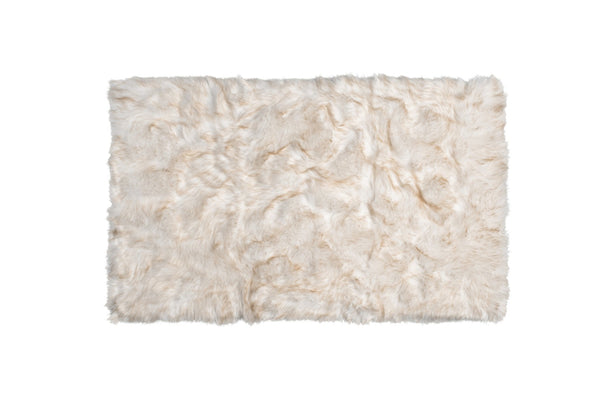 HomeRoots 3' X 5' Ombre Faux Fur Area Rug – Luxurious, Washable, Non-Skid Design for Cozy Modern Spaces Tan 476668