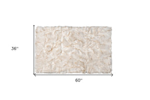 HomeRoots 3' X 5' Ombre Faux Fur Area Rug – Luxurious, Washable, Non-Skid Design for Cozy Modern Spaces Tan 476668