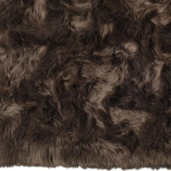 HomeRoots 3' X 5' Ombre Faux Fur Area Rug – Luxurious, Washable, Non-Skid Design for Cozy Modern Spaces Chocolate 476670
